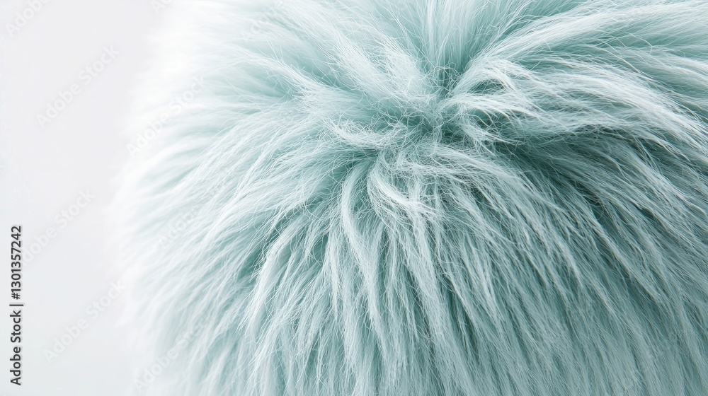 Obraz premium A silky smooth faux fur ball in pastel mint with a soft fluffy finish, isolated on white