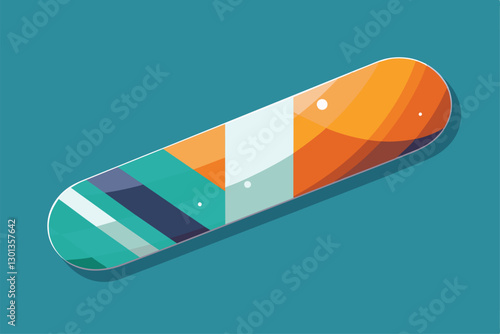 A colorful depiction of a customizable para snowboard featuring geometric patterns and vibrant colors, Para snowboard Customizable Semi Flat Illustration