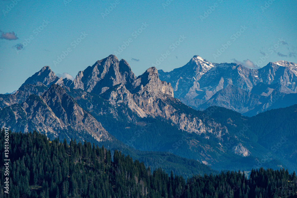 Breathtaking view of Bavarian Alps in autumn capturing majestic peaks near Sonthofen and Immenstadt Breathtaking view of Bavarian Alps in autumn capturing majestic peaks near Sonthofen and Immenstadt