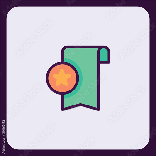 Bookmark icon with star, emblem representing recognition, quality, and saving