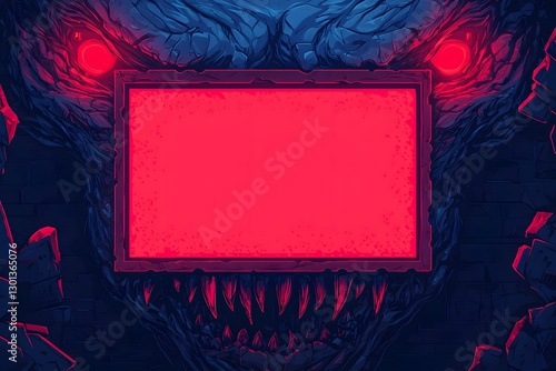 Dark and Eerie Monster Background with Red Frame for Design Use