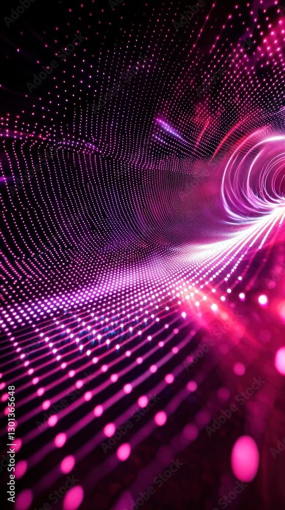 Fototapeta premium Abstract Pink Light Tunnel: A Digital Vortex of Energy and Motion