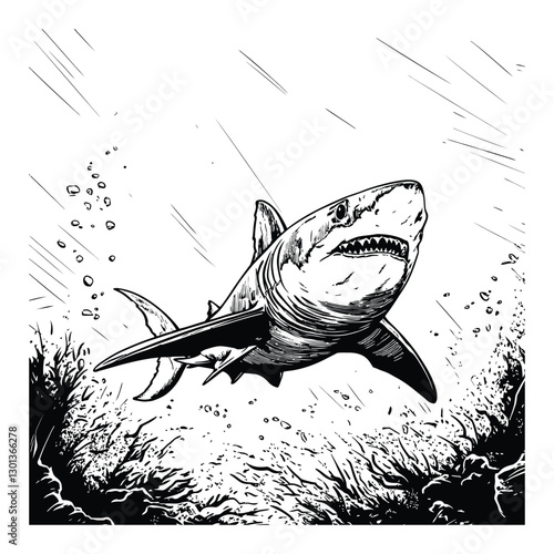 shark coloring book page design
