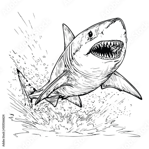 shark coloring book page design