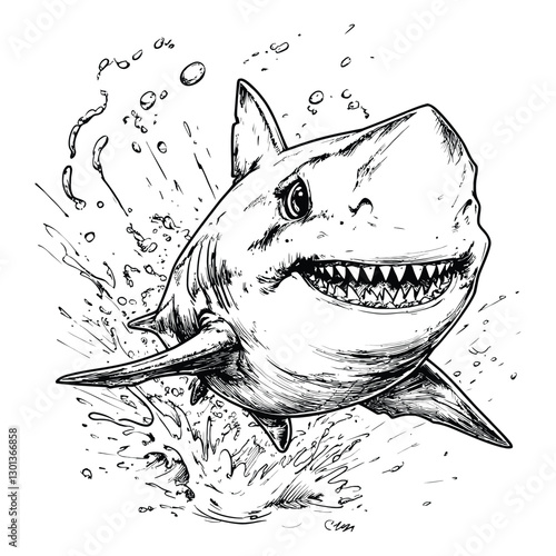 shark coloring book page design