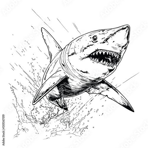 shark coloring book page design