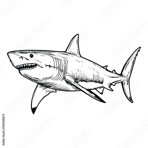 shark coloring book page design
