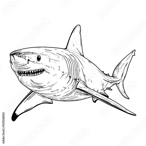 shark coloring book page design