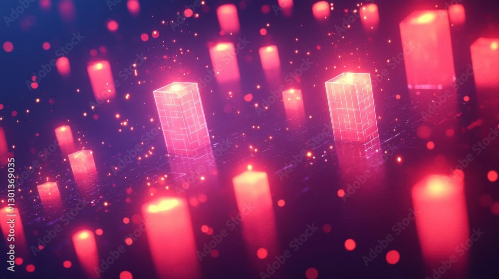 Obraz premium Glowing Cubes and Candles: Abstract Art