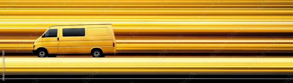 Obraz premium Yellow Van Moving Fast, Abstract Background