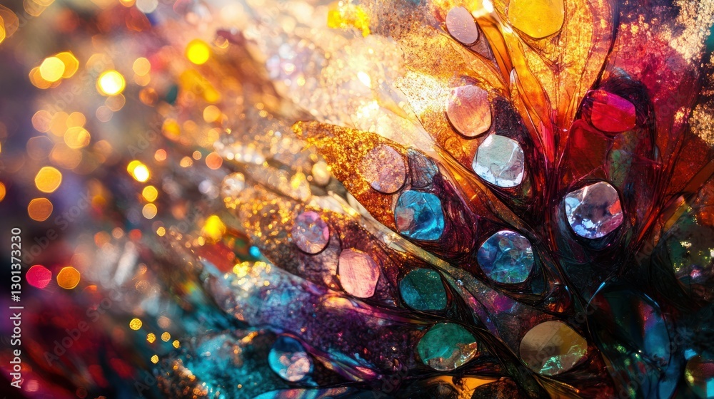 Colorful abstract image featuring jewels and bokeh effects of light Colorful abstract image featuring jewels and bokeh effects of light