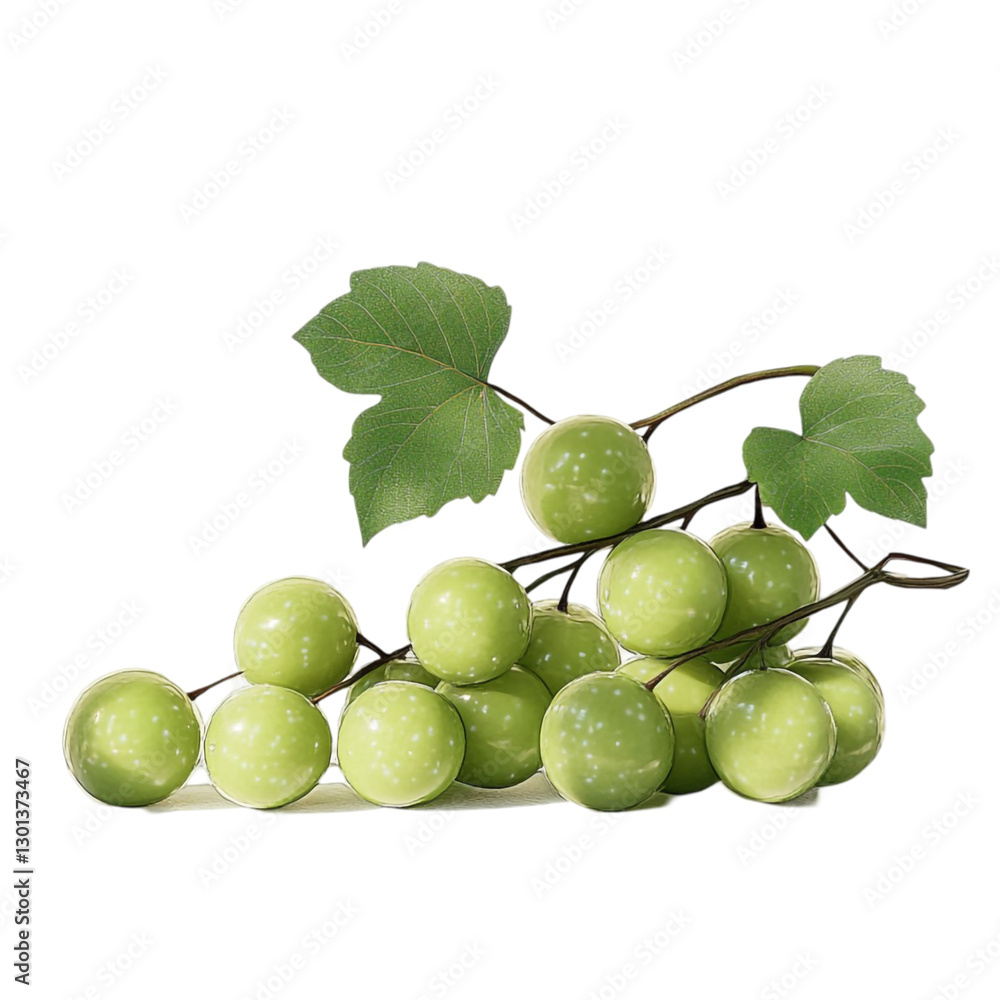 Obraz premium Lush Green Grapes Delightful Cluster Freshness Vine Leaves Nature's Bounty