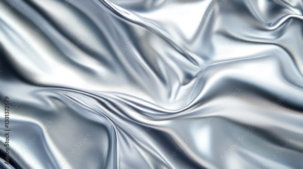 A draped silver cloth with gentle folds and highlighted texture A draped silver cloth with gentle folds and highlighted texture