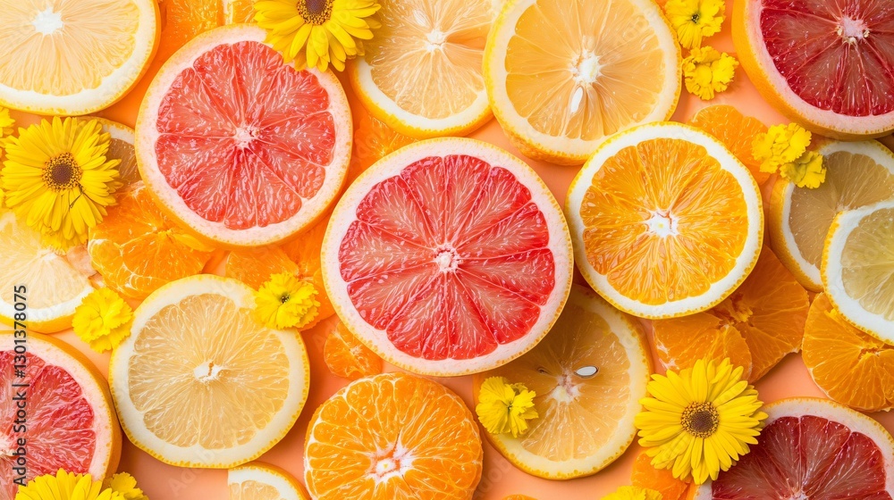 Vibrant Citrus Fruit Pattern for Healthy Food Background Vibrant Citrus Fruit Pattern for Healthy Food Background