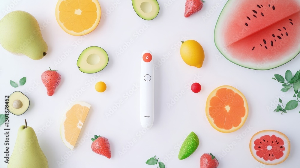 Naklejka premium Fresh Fruits & Healthy Device
