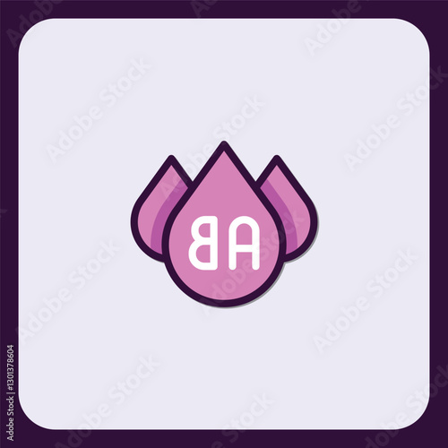 Abstract Blood Type Icon:  Three Drops Symbolize BA Blood Group