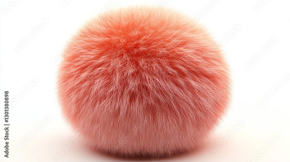 Gradient faux fur ball with shades of coral and orange, fluffy texture on white Gradient faux fur ball with shades of coral and orange, fluffy texture on white