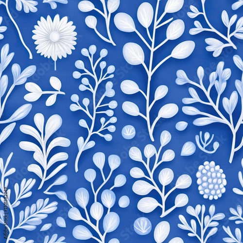 Winter frost floral pattern in cool pastel tones with delicate icy branches, Winter pastel floral seamless, frost bloom pastel pattern, soft icy pastel branches.