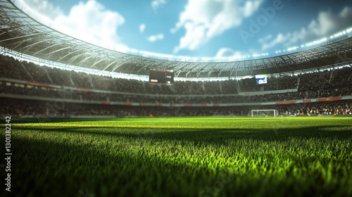 A Vibrant Perspective Inside a Stadium Showing Green Grass