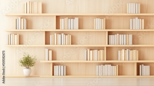 Wooden bookshelf filled with books