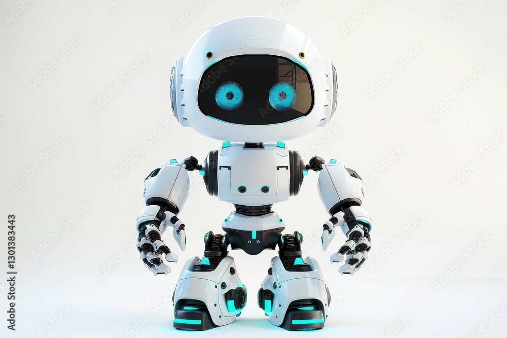 Robot toy with articulated arms and legs isolated on white background Robot toy with articulated arms and legs isolated on white background