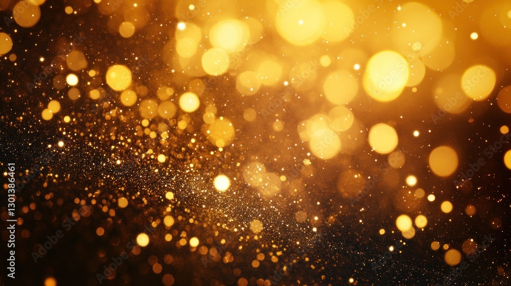 A golden bokeh background with shimmering gold sparkles across dark areas A golden bokeh background with shimmering gold sparkles across dark areas