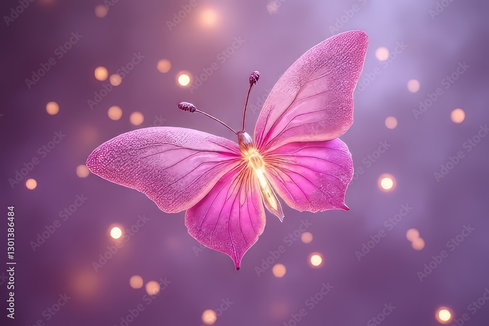 Fototapeta premium Beautiful Pink Butterfly with Sparkling Background