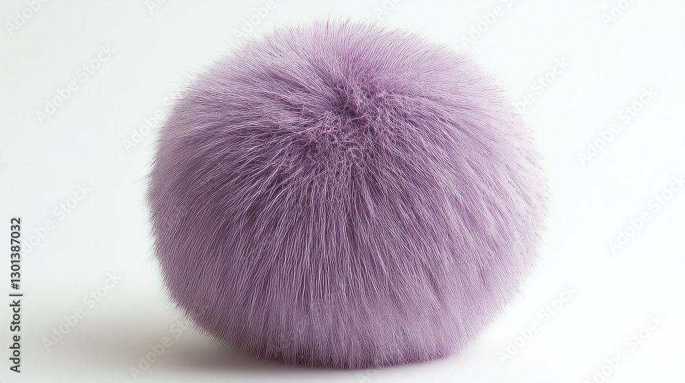 Soft lavender faux fur ball with a silky, luxurious texture on a clean white background Soft lavender faux fur ball with a silky, luxurious texture on a clean white background