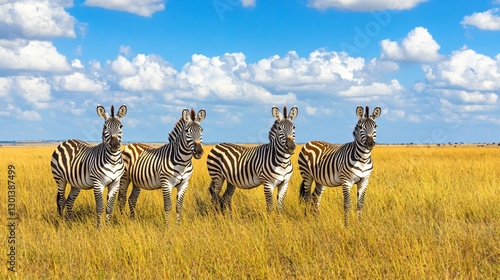 Majestic Wild Zebras Grazing in the African Savanna - Wildlife Photography