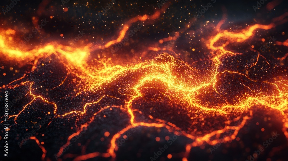 Fiery abstract lava glows with heat on a dark background Fiery abstract lava glows with heat on a dark background