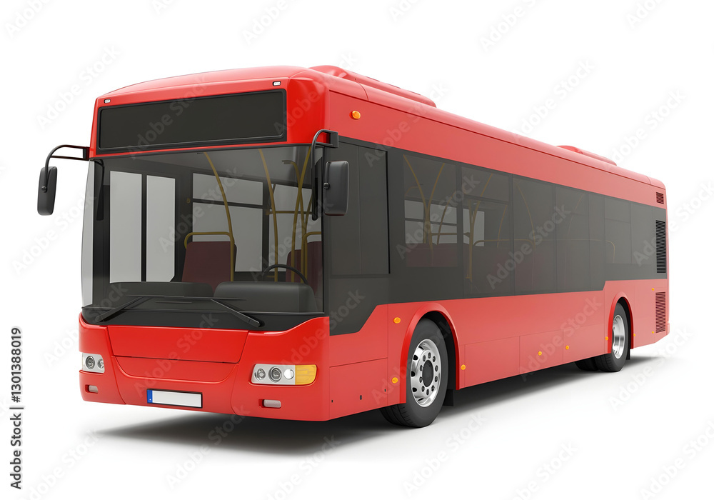 Red bus isolated on white background, modern public transportation. Red bus isolated on white background, modern public transportation.