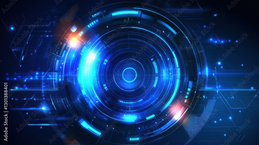 Futuristic glowing circular technology interface design with bright blue colors Futuristic glowing circular technology interface design with bright blue colors