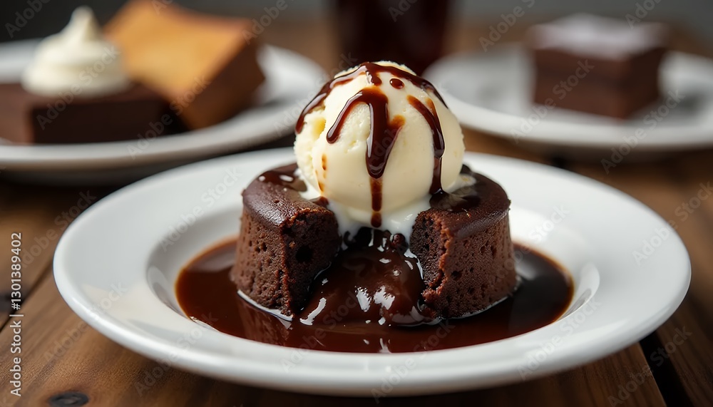 Chocolate_Lava_Cake_with_Ice_Cream_and_Syrup_Dessert_Food Chocolate_Lava_Cake_with_Ice_Cream_and_Syrup_Dessert_Food