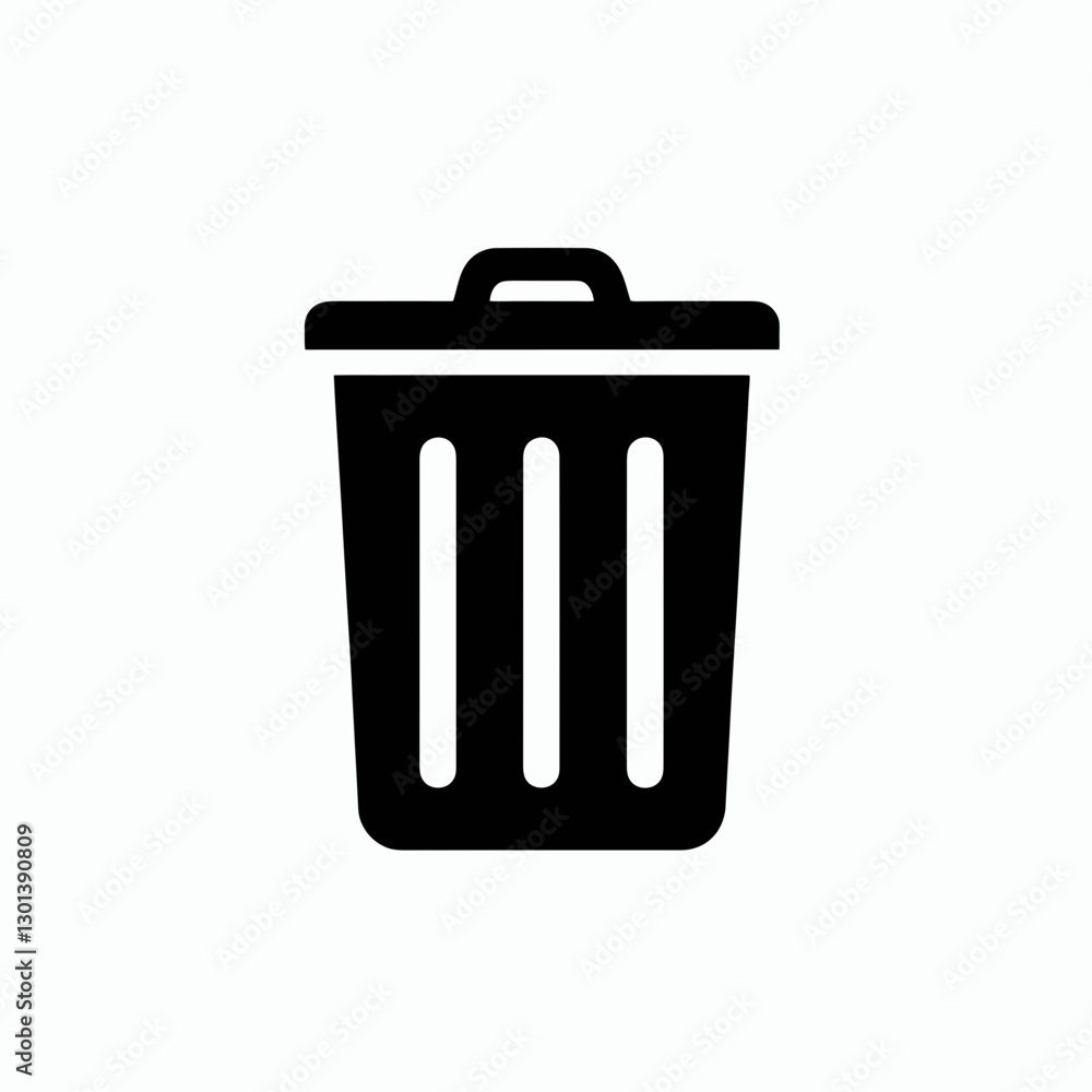very simple flat and single minimalist Trash Can Silhouette in black on a white background very simple flat and single minimalist Trash Can Silhouette in black on a white background
