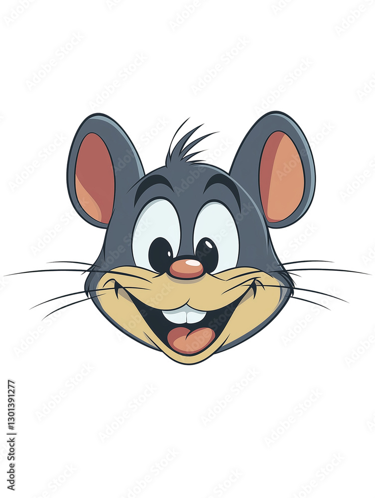 Cute Cartoon Gray Cat with Big Smile Isolated on Transparent Background Cute Cartoon Gray Cat with Big Smile Isolated on Transparent Background