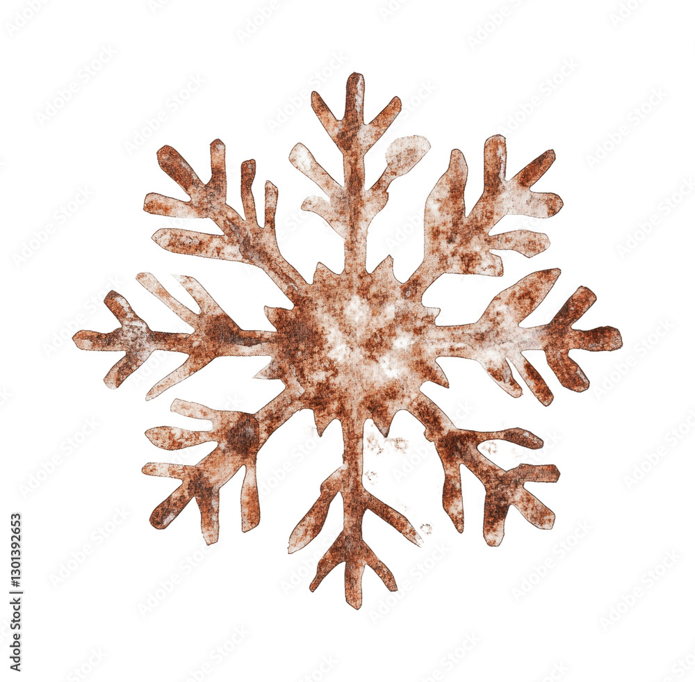 Creative snowflake design in earthy tones for winter decoration and seasonal crafts, cut out Creative snowflake design in earthy tones for winter decoration and seasonal crafts, cut out