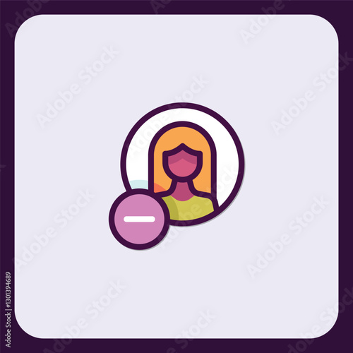 Remove Female Profile Icon, User Interface Element, Digital Avatar Deletion