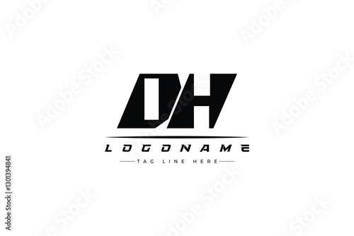 DH racer logo. Racing logo design for racing, driving and car or motorsport.
