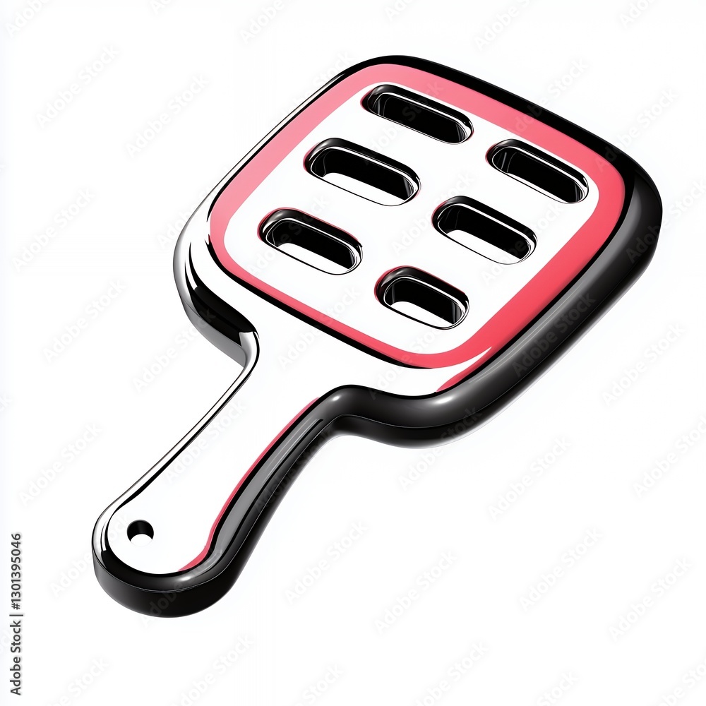 Red and White Plastic Fly Swatter 3D Illustration Red and White Plastic Fly Swatter 3D Illustration