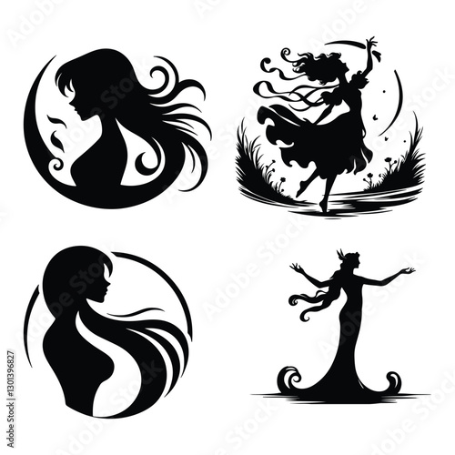 Mystical Queens: Enchanting Mythical Goddesses in Silhouette