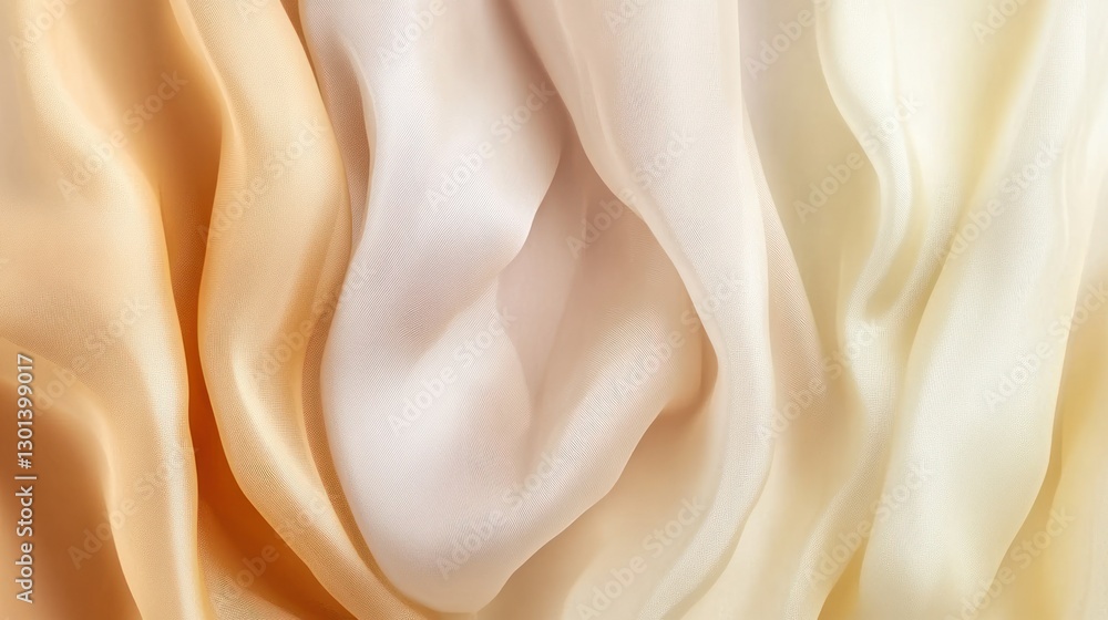 Fototapeta premium Wavy silk fabric in shades of beige and tan colors