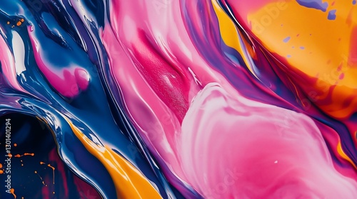 Abstract Swirl of Vibrant Colors, Liquid Paint Art, Smooth Texture Effect, Fluid Design