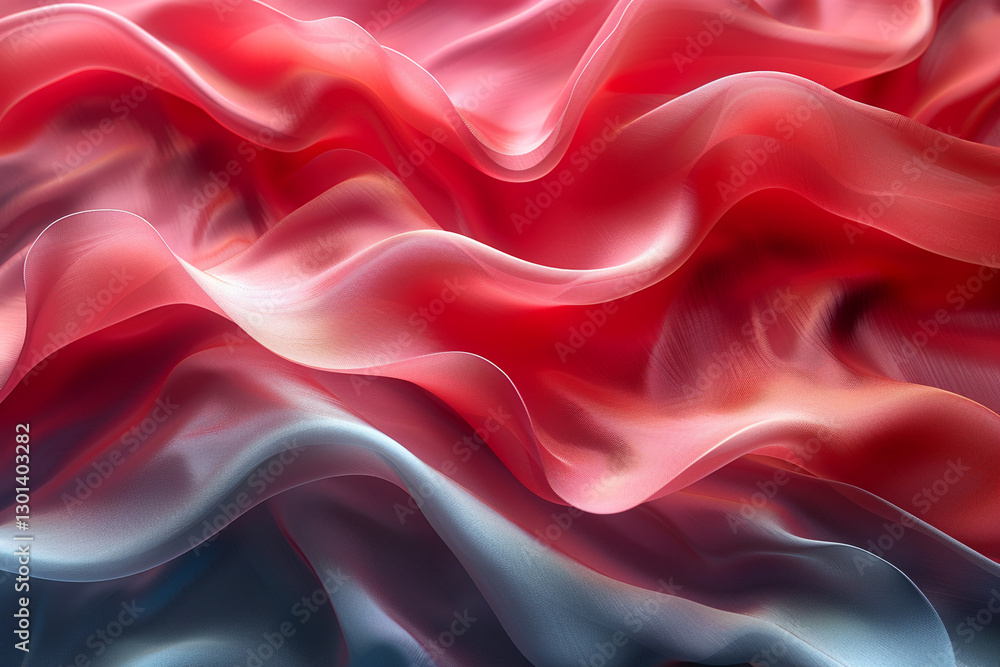 Obraz premium Flowing Red Fabric Waves, Delicate Texture Design, Abstract Silk Textile Backdrop