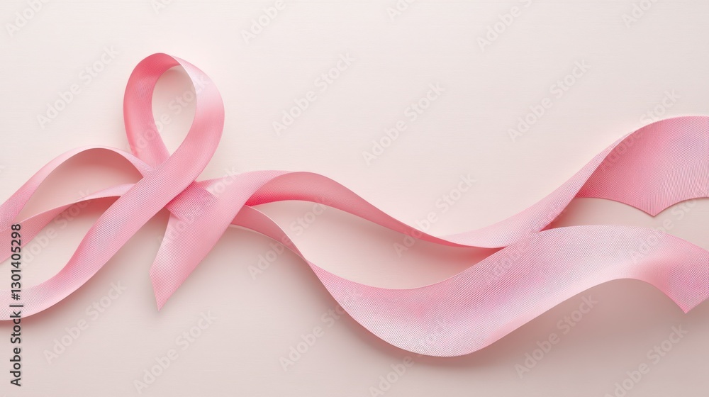 Pink Ribbon Symbolic Representation of Awareness on Pastel Background Pink Ribbon Symbolic Representation of Awareness on Pastel Background