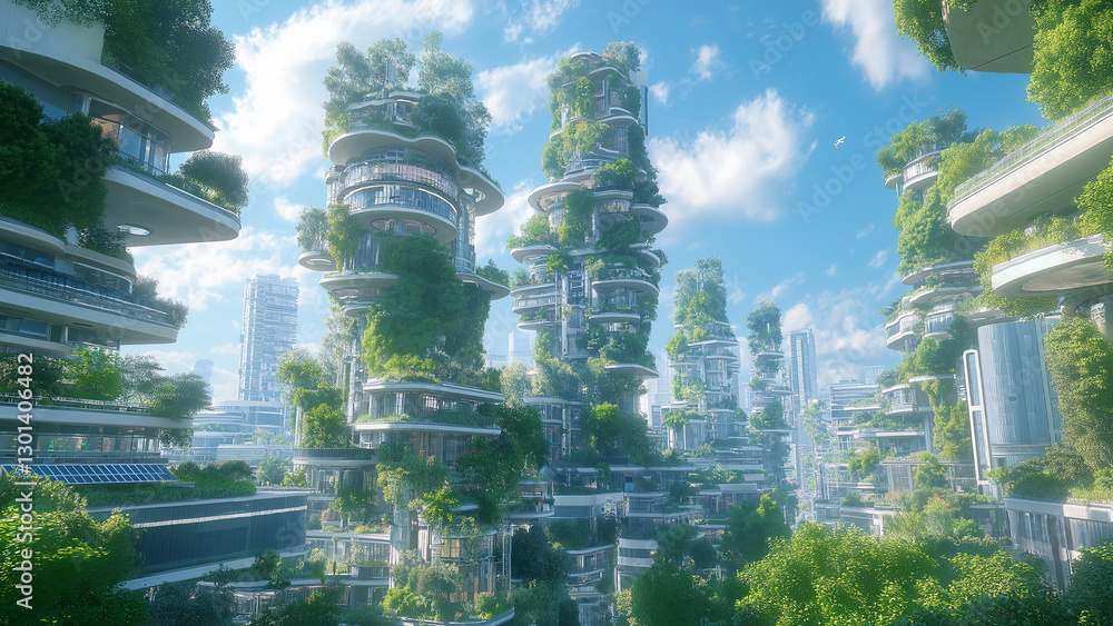 Obraz premium Eco-City of the Future: Harmony Between Nature and Technology