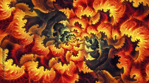 Abstract swirling fractal pattern of fire and burning colors