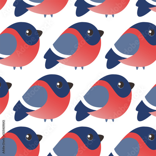 seamless pattern with red bullfinch 