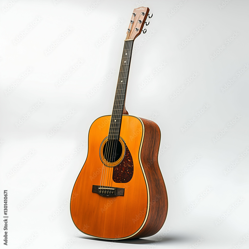 Fototapeta premium Acoustic Guitar: Craftsmanship and Elegance in a Wood-Textured Four-String Musical Instrument