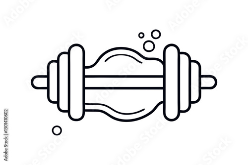 Elegant Line Drawing of Dumbbell. Fitness Equipment Vector