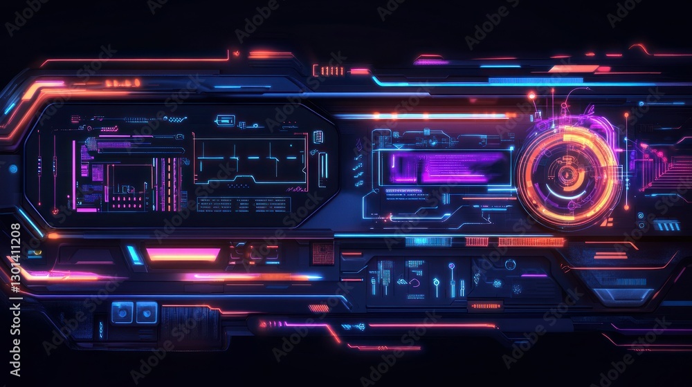 Obraz premium Futuristic digital user interface with glowing lines and abstract elements